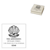 Nautical Shell Custom Family Name Retouradres Rubberstempel (Gestempeld)