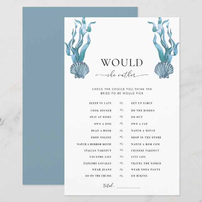 Nautical Shell Vrijgezellenfeest zou ze liever spe (Voorkant / Achterkant)