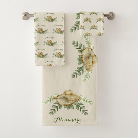 Nautical Shells Eucalyptus Coastal Bad Handdoek (Insitu)