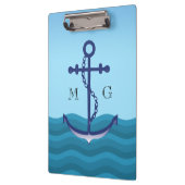 Nautical Ship Anchor met dubbelmonogram Klembord (Links)