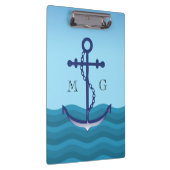 Nautical Ship Anchor met dubbelmonogram Klembord (Rechts)