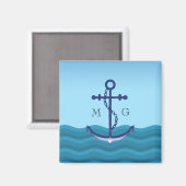 Nautical Ship Anchor met dubbelmonogram Magneet (Voorkant / Achterkant)