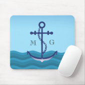 Nautical Ship Anchor met dubbelmonogram Muismat (Met muis)