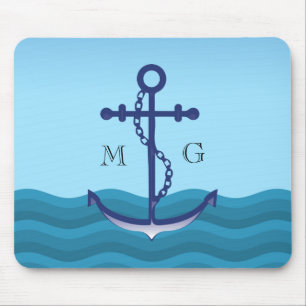 Nautical Ship Anchor met dubbelmonogram Muismat