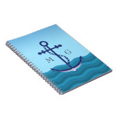 Nautical Ship Anchor met dubbelmonogram Notitieboek (Rechterzijde)