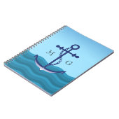 Nautical Ship Anchor met dubbelmonogram Notitieboek (Linkerzijde)