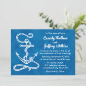 Nautical Ship Anchor Navy Blue Waterverf Wedding Kaart (Staand voorkant)
