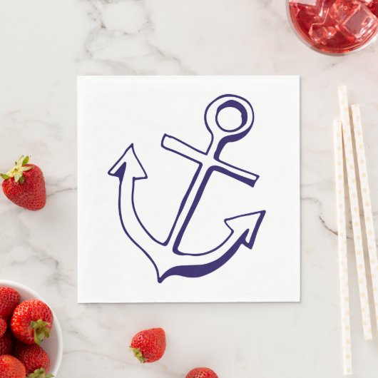 Nautical Ship Anchor Navy Blue Wedding Party Servetten (Insitu)