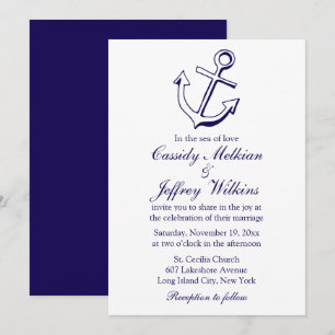 Nautical Ship Anchor Navy Blue Wedding Sailor Kaart