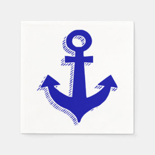Nautical Ship Anchor Navy Blue & White Beach Servetten