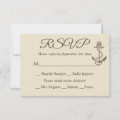 Nautical Ship Anchor Tan RSVP Brown Wedding Party (Voorkant)