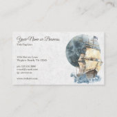 Nautical Ship and Full Moon Sailing Visitekaartje (Achterkant)