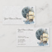 Nautical Ship and Full Moon Sailing Visitekaartje (Voorkant / Achterkant)