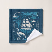 Nautical Ship and Ocean Pattern No1 Bad Handdoek (Wasdoekje)