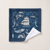 Nautical Ship and Ocean Pattern No4 Bad Handdoek (Wasdoekje)