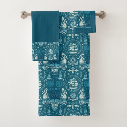 Nautical Ship and Ocean Pattern No.2 Bad Handdoek (Insitu)