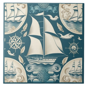Nautical Ship and Ocean Thmed keramische kunst No1 Tegeltje