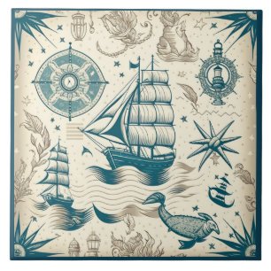 Nautical Ship and Ocean Thmed keramische kunst No1 Tegeltje