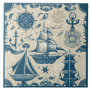 Nautical Ship and Ocean Thmed keramische kunst No1 Tegeltje