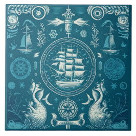 Nautical Ship and Ocean Thmed keramische kunst No2 Tegeltje