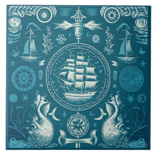 Nautical Ship and Ocean Thmed keramische kunst No2 Tegeltje