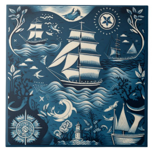 Nautical Ship and Ocean Thmed keramische kunst No6 Tegeltje