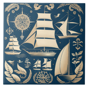 Nautical Ship and Ocean Thmed keramische kunst nr. Tegeltje
