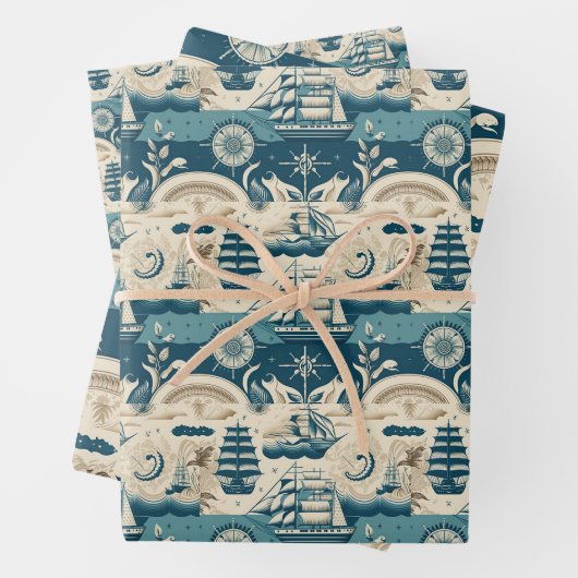 Nautical Ship and Ocean Thmed Patroon No10 Inpakpapier Vel (In situ)