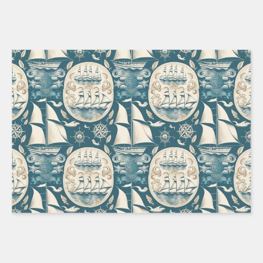 Nautical Ship and Ocean Thmed Patroon No14 Inpakpapier Vel (Voorkant 2)