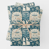 Nautical Ship and Ocean Thmed Patroon No14 Inpakpapier Vel (In situ)