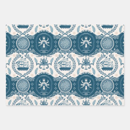 Nautical Ship and Ocean Thmed Patroon No17 Inpakpapier Vel (Voorkant 2)