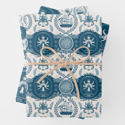 Nautical Ship and Ocean Thmed Patroon No17 Inpakpapier Vel (In situ)