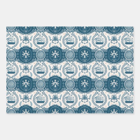 Nautical Ship and Ocean Thmed Patroon No17 Inpakpapier Vel (Voorkant)