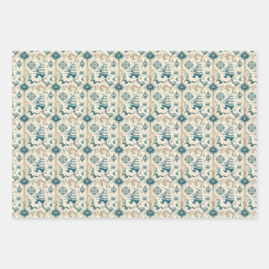 Nautical Ship and Ocean Thmed Patroon No18 Inpakpapier Vel (Voorkant 3)