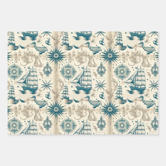 Nautical Ship and Ocean Thmed Patroon No18 Inpakpapier Vel (Voorkant 2)