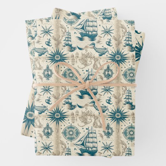 Nautical Ship and Ocean Thmed Patroon No18 Inpakpapier Vel (In situ)