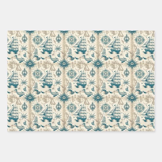 Nautical Ship and Ocean Thmed Patroon No18 Inpakpapier Vel (Voorkant)