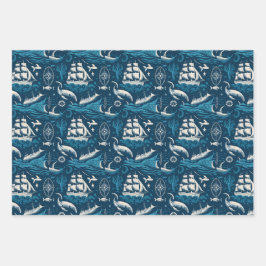 Nautical Ship and Ocean Thmed Patroon No1 Inpakpapier Vel