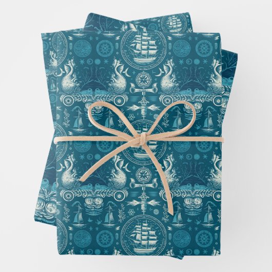 Nautical Ship and Ocean Thmed Patroon No2 Inpakpapier Vel (In situ)