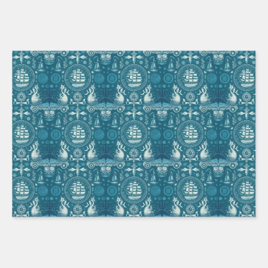 Nautical Ship and Ocean Thmed Patroon No2 Inpakpapier Vel (Voorkant)