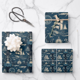 Nautical Ship and Ocean Thmed Patroon No3 Inpakpapier Vel
