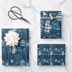 Nautical Ship and Ocean Thmed Patroon No8 Inpakpapier Vel