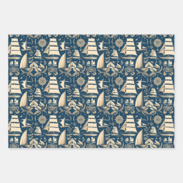 Nautical Ship and Ocean Thmed Patroon No9 Inpakpapier Vel