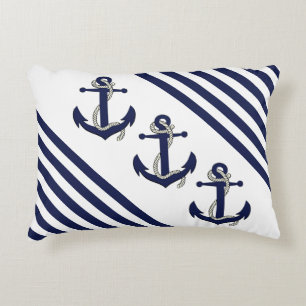 Nautical Ship/Boat Anchor/knot/Navy Strees Accent Kussen