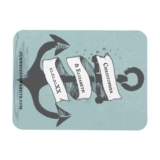 Nautical Ship Boat Anchor Wedding Save Magneet (Horizontaal)