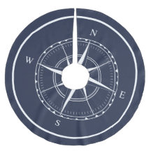 Nautical Ship Compass Hamptons Navy Blue en White