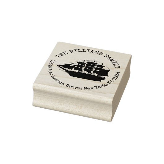 Nautical Ship Creëer Uw eigen retouradres Rubberstempel (Stempel)