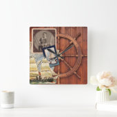 Nautical Ship Helm  Photo Lijst Antiek Map Vierkante Klok (Huis)