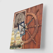 Nautical Ship Helm  Photo Lijst Antiek Map Vierkante Klok (Hoek)