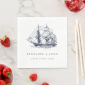 Nautical Ship Illustration Destination Wedding Servet (Insitu)